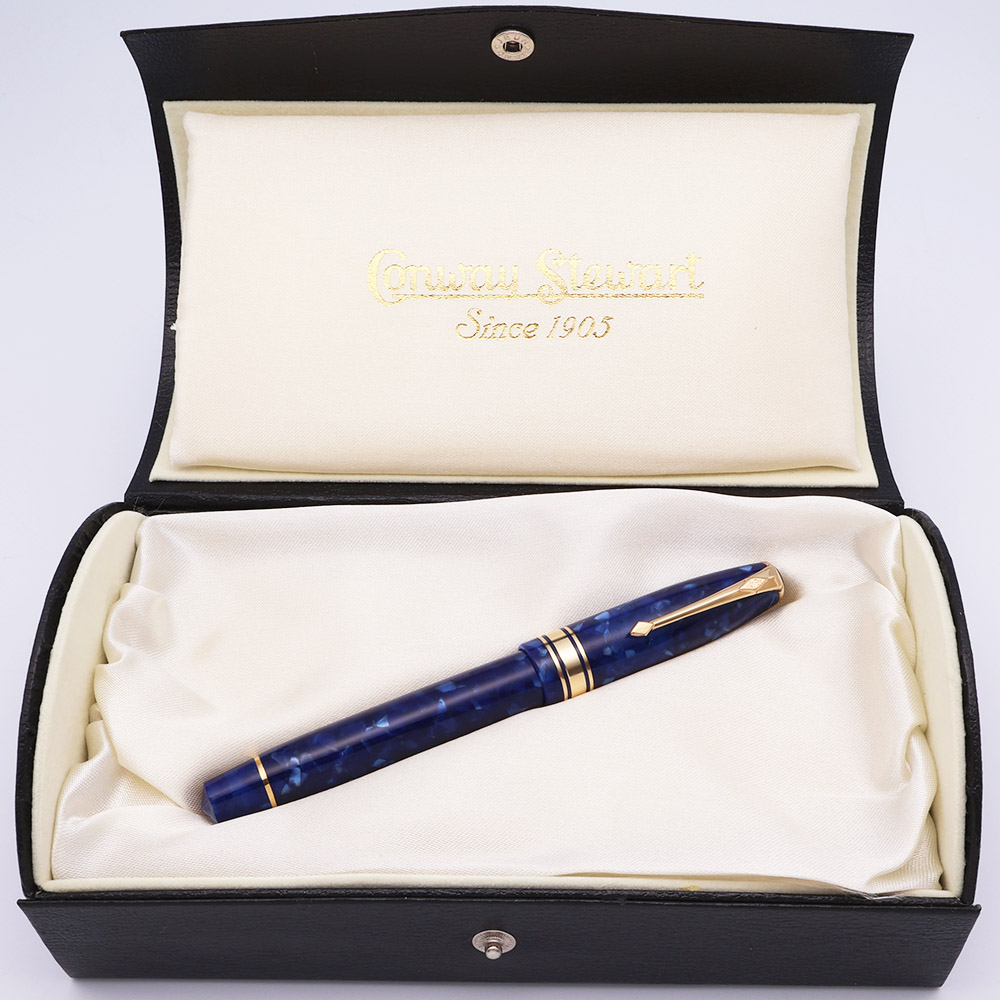 Conway Stewart 100 Fountain Pen - Marble Blue, Captive Converter
